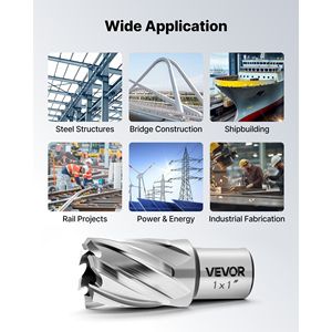 Set di frese anulari 4 pz. con codolo Weldon, kit punte per trapano magnetico, profondità di taglio 1 pollice, diametro di taglio 1 pollice, HSS, 2 punte da trapano, 2 pilo - Product Image 6