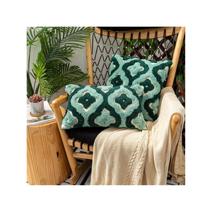 Coussins modernes en jacquard 100% coton, crème, brodés de motifs géométriques, faits à la main, 18x18 pouces, légers, idéaux pour les services OEM ODM - Product Image 6