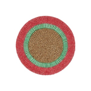 Dessous de verre rond en or multi-perles fait à la main de luxe vert pour article décoratif perlé pour table à manger ou boîte d'hôtel emballée - Product Image 5