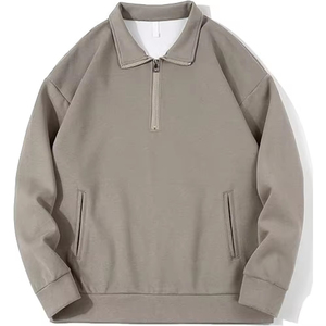 <b>Black</b> Sweatshirt <b>Men</b> Front Pocket OEM High Quality Cotton <b>Fleece</b> Print Oversized Crewneck Sweatshirt <b>Men</b> Half Zip Sweatshirt - Product Image 2