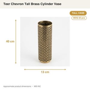 Jarrón de Latón Hecho a Mano de 13 cm de Altura, Latón Brillante Antiguo, Patrón Chevron, Decoración para el Hogar, Jarrón Cilíndrico Alto de Latón - Product Image 3