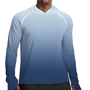 Sudadera con Capucha de Manga Larga para Hombre, Estampado Degradado, Protección Solar UPF 50, Secado Rápido, Camisa de Pesca 100% Poliéster, Estilo Pullover - Product Image 1