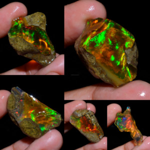 Lote de 5 Piezas de Ópalo Etíope Welo Fire Oily, Grado AAA, 100% Natural, en Bruto, Certificado por Terceros, para Joyería - Product Image 1