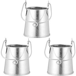 Modern Style Galvanized Steel Metal <b>Bucket</b> With Wooden Handle Set Of 3 Galvanized Metal Pail <b>Buckets</b> For Indoor Outdoor Garden - Product Image 5