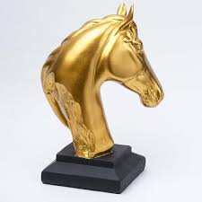 Figura de Cabeza de Caballo en Latón Chapado en Oro, Escultura Animal, Decoración para el Hogar, Pieza de Arte Fundido - Product Image 4