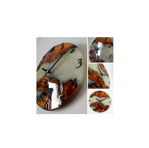Horloge murale en résine de bois de qualité supérieure et horloge murale élégante en résine époxy noire, marron, blanche à prix avantageux - Product Image 5