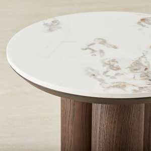 Wooden Coffee Table with Marble Top – Handcrafted <b>Solid</b> <b>Wood</b> Center Table, Modern Living Room Furniture - Product Image 4
