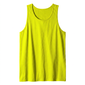 Camiseta sin mangas de punto con cuello redondo de color negro liso para hombre, estilo casual, teñido liso, deportiva, tipo camiseta interior - Product Image 5