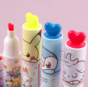 Stylo surligneur en forme de rouge à lèvres Pokemoned, lot de 36 pièces, papeterie coréenne pour enfants, personnages mignons, marqueur fluorescent rotatif, anime, vente en gros - Product Image 1