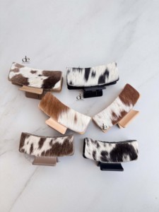 Pinzas de Pelo Elegantes de Cuero Vacuno, Diseño de Lujo, Pinzas de Pelo de Cuero Genuino para Mujer, Accesorios para el Cabello - Product Image 5