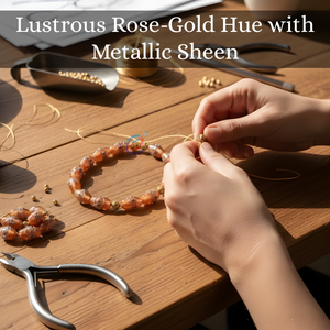 ลูกปัดแก้วทองแดงสีน้ำตาลทำมือจาก EXCEL EXPORTS |   ดีไซน์ลวดลายผสมผสานที่ได้แรงบันดาลใจจากเค้กแต่งงาน |   ความยาวเส้นใย 8 นิ้ว - Product Image 5