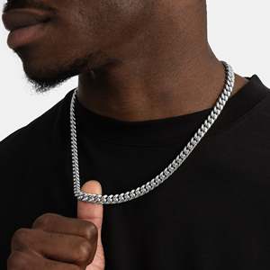 Men's 925 <b>Silver</b> Rhodium Plated <b>Box</b> <b>Chain</b> Necklace Hiphop Style GRA Certified Everyday Wear Anniversary - Product Image 5