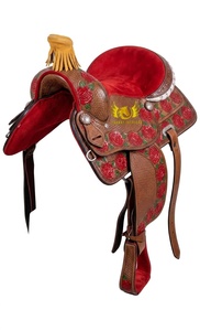 Selle de cheval western en cuir véritable peinte à la main avec motif de rose, selle de cheval portable avec design de rose peinte à la main - Product Image 2