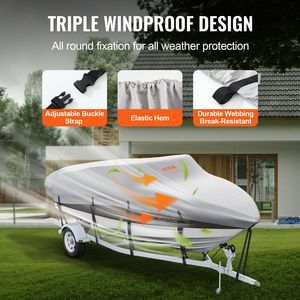 Impermeabile 600D Marine di grado PU Oxford Trailerable barca per barche a motore 16 '-18.5' Bass Ski V-Hull Tri-Hull Grey fibbia - Product Image 4
