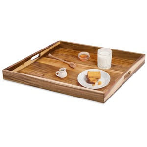 Plateau de service en bois multifonctionnel avec poignées latérales, idéal pour le service alimentaire, la décoration intérieure et l'hôtellerie, vente en gros depuis l'Inde - Product Image 1