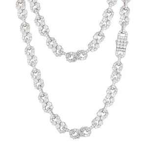 Listo para Enviar, Nuevo, Cadena Cubana con Símbolo de Infinito, Chapada en Plata de Ley 925, con 1 Hilera de Diamantes Moissanite VVS y Circonitas Cúbicas - Product Image 3