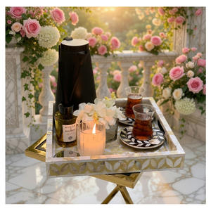 Juego de Regalo de Decoración para el Hogar, Incensario de Lujo con Incrustaciones de Madreperla para Eid y Ramadán, Incensario Personalizado de Madera y Resina para el Hogar y la Oficina - Product Image 1