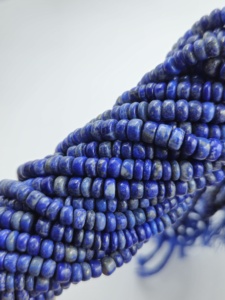 Perles rondes en lapis-lazuli naturel, forme de roue lisse, brins de pierres précieuses en vrac pour la fabrication de bijoux, vente en gros - Product Image 2