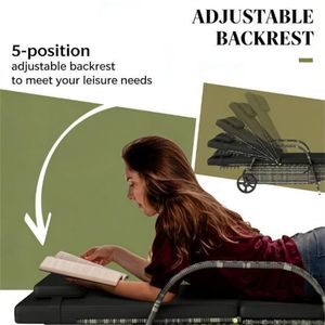 2 Lettini Prendisole Neri da Esterno con Poltrone per Patio o Bordo Piscina - Product Image 3