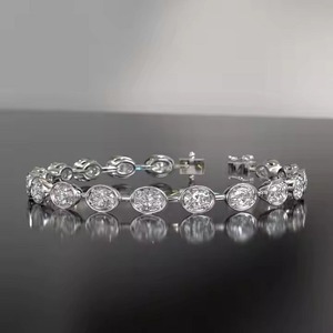 Customized Round Shape Lab Grown Diamond Tennis <b>Bracelet</b> Bezel Setting 18K White Gold Diamond <b>Bracelet</b> for Both Men and Women - Product Image 5