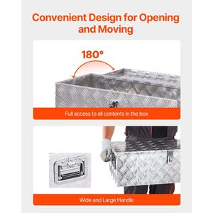 Cassetta Portautensili in Alluminio Resistente per Camion con Maniglia Laterale a Strisce, Serratura e Chiavi, Organizer per Stoccaggio - Product Image 6