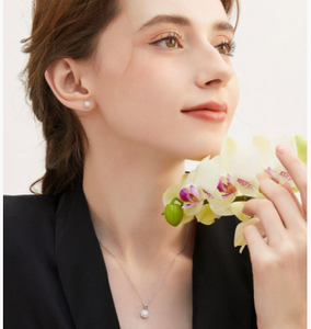 Collier pendentif personnalisé en or blanc 18 carats avec diamant de laboratoire de 6,5 mm, 1 carat, rond, brillant, solitaire, bijoux pour femmes - Product Image 6