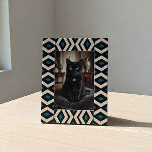 Mother of Pearl Inlay Photo <b>Frames</b> with Steel Border – Luxury <b>White</b> MOP Mosaic Picture <b>Frames</b> Modern Wall & Tabletop <b>Frames</b> - Product Image 4