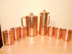 Ensemble de carafes en cuivre pour une expérience culinaire sensorielle, ensemble de service d'eau en métal avec verres, vaisselle de cuisine durable et réutilisable - Product Image 5
