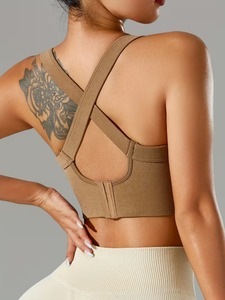 Women Criss <b>Cross</b> Sports Bra | High Impact Hook and Eye Back Closure Gym <b>Top</b> | Polyester Spandex Adjustable Workout Bralette - Product Image 3