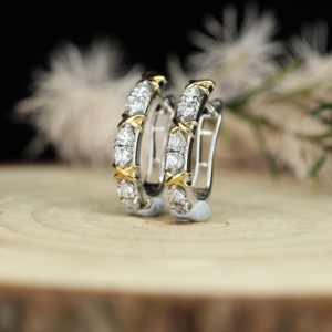 Wholesale Rhodium 925 Sterling <b>Silver</b> Two-Tone Cross Moissanite Earrings VVS1 D Color Lab Diamond <b>Studs</b> for Women Party Gift - Product Image 4