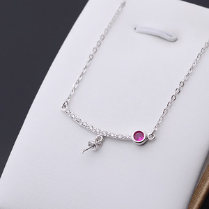 Collier pendentif en argent S925 pour femmes avec accessoires de bijoux DIY vides, chaîne de clavicule en perles - Product Image 4