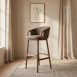 Chaise de bar Lunor, structure en teck massif, finition naturelle, design scandinave moderne, écologique, durable, résistante à l'eau, meubles - Product Image 1