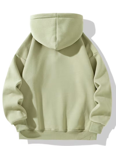Men's Light Green Hoodie Sweatpants Set Solid Color Casual Winter Wear Polyester/Cotton French Terry Knitted Fabric Breathable - Product Image 3