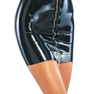 Women High Waist Shiny PU Pencil Mini <b>Skirt</b> Solid Color Zipper Front Sexy All Seasons Wear - Product Image 3