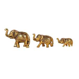 Figuras de elefantes de 8.89 x 3.05 x 6.86 cm, juego de 3 esculturas de animales Feng Shui hechas a mano, decoración de mesa, adorno para sala de estar - Product Image 4