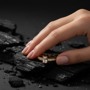 Anillo de compromiso de moissanita con corte princesa cultivada en laboratorio, chapado en oro rosa sobre plata 925, banda solitaria de cuatro puntas con piedras laterales, regalo para - Product Image 5