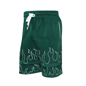 Custom Logo Men <b>Mesh</b> Gym <b>Shorts</b> Flame Print Breathable Summer Casual Wear Double Layer <b>Mesh</b> <b>Short</b> OEM ODM Manufacturer - Product Image 3