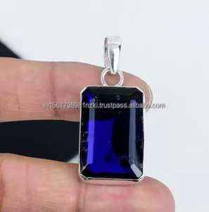 Meilleure vente saphir 925 pendentif en argent Sterling saphir 925 collier en argent collier minimaliste septembre pierre précieuse - Product Image 4