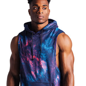Débardeurs de sport sublimés pour hommes, personnalisés, coupe musclée, avec capuche, sans manches - Product Image 2