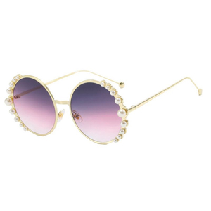 New Metal Round <b>Frame</b> Ocean Lens Sunglasses Pearl Unisex Purple Blue UV400 Fashion Luxury Travel Essential - Product Image 4