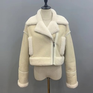 Chaqueta Bomber de Cuero Sintético para Mujer, Talla Grande, con Forro de Piel Sintética, Cierre de Cremallera, Manga Larga, Estilo Invernal, Corta - Product Image 2