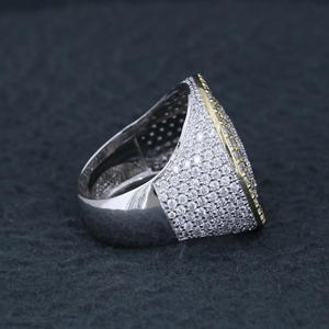 Round Pave Diamond <b>Ring</b> <b>for</b> <b>Men</b> Iced Out Two Tone Pinky <b>Ring</b> Hip Hop <b>Ring</b> Jewelry Large <b>Silver</b> Gold Statement Band Gift - Product Image 4