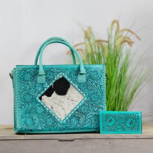 Wholesale Factory Direct Vintage Genuine Leather Shoulder Handbag Women Natural Cowhide Square <b>ZIP</b> Closure Wristlet <b>Wallet</b> Set - Product Image 1