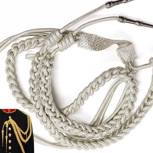 Braided <b>Black</b> Metallic <b>Cord</b> Aiguillette with Gold Tassels for Garment Use Classical Style - Product Image 4
