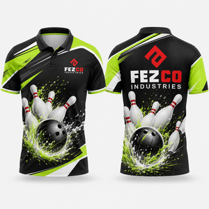 High Quality Custom Hawaiian Bowling Polo Shirts Quick Dry Bowling Ball and Pins Team Youth T Shirt Custom <b>Name</b> <b>Label</b> - Product Image 1