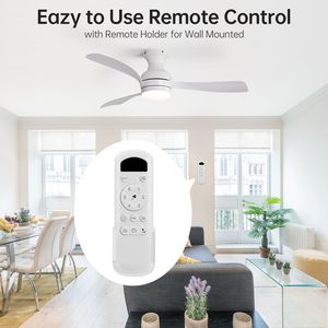 Ventilatore da soffitto LED dimmerabile da 52 pollici con luce e telecomando, 3 pale bianche in ABS per camera da letto, soggiorno, cucina, motore DC - Product Image 3