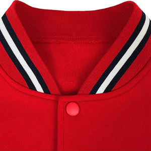 Blouson de baseball rouge pour homme, col montant, boutonnage frontal, en tricot, style universitaire, avec logo personnalisé, vêtement d'extérieur d'hiver - Product Image 1
