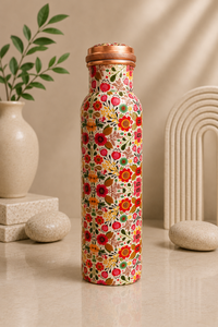 Botella de Agua de Cobre Esmaltado con Diseño Floral de Mariposas Negras, Hecha a Mano, Botella Decorativa de Cobre Puro con Estampado, a Prueba de Fugas - Product Image 3