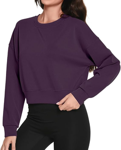 Sudaderas de Algodón con Logotipo Personalizado de Moda Urbana Exclusiva para Mujer, Sudadera Corta de Cuello Redondo con Forro Polar - Product Image 5