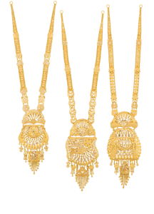 Collar Largo de Oro Sólido de 22k, Joyería Tradicional India Rani Haar para Novia, Conjunto de Collar con Colgante para Boda - Product Image 4